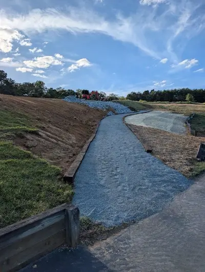 Riprap rock stabilizing a driveway in Alamance County, NC
