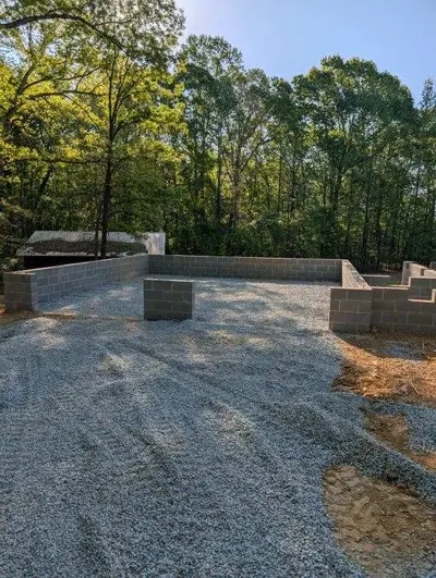 Gravel foundation fill prepared for construction in Alamance County, NC