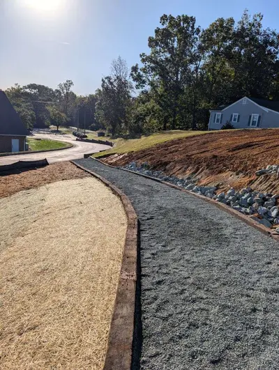 Finished gravel driveway graded and surfaced in Alamance County, NC