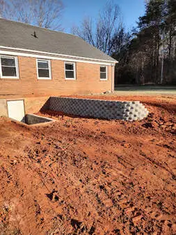 Retaining wall and site grading in Alamance County, NC